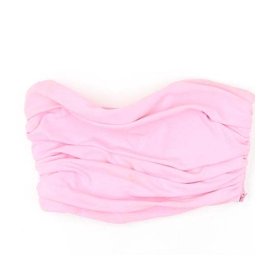Zara Women Pink Strapless, M, Ruched Sweetheart Tube Top