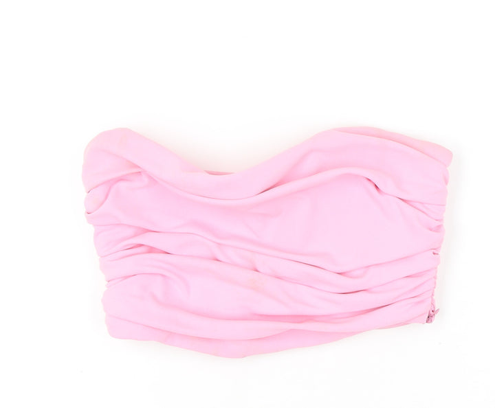 Zara Women Pink Strapless, M, Ruched Sweetheart Tube Top
