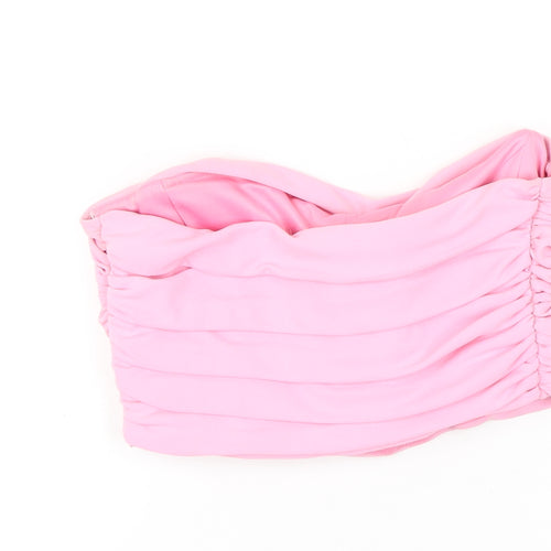 Zara Women Pink Strapless, M, Ruched Sweetheart Tube Top