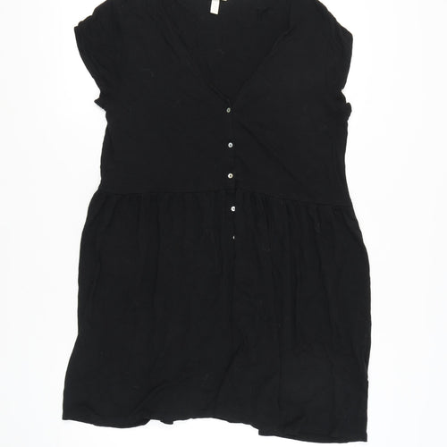 H&M Women's Black V-Neck Short Sleeve Dress L