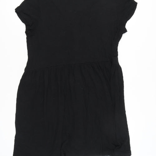 H&M Women's Black V-Neck Short Sleeve Dress L