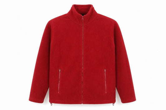 Front view of One Valley Men's Red Fleece Zip Jacket, size M