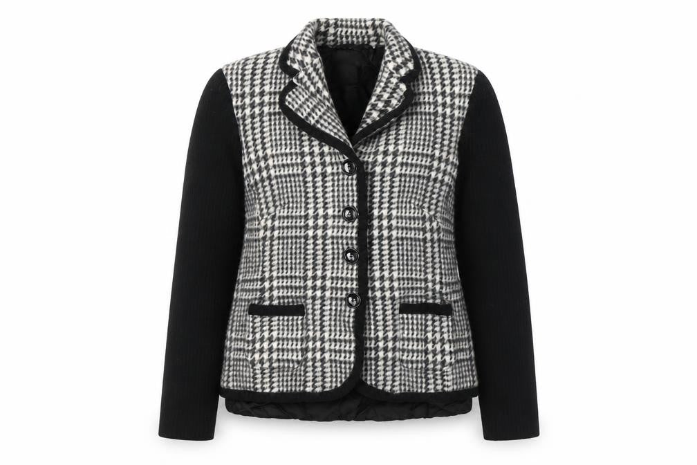 Front view of Basler Women's Black Houndstooth Blazer, size 12