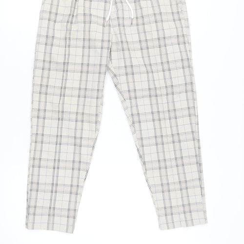 Agora Women's Beige Plaid Trousers, Size S