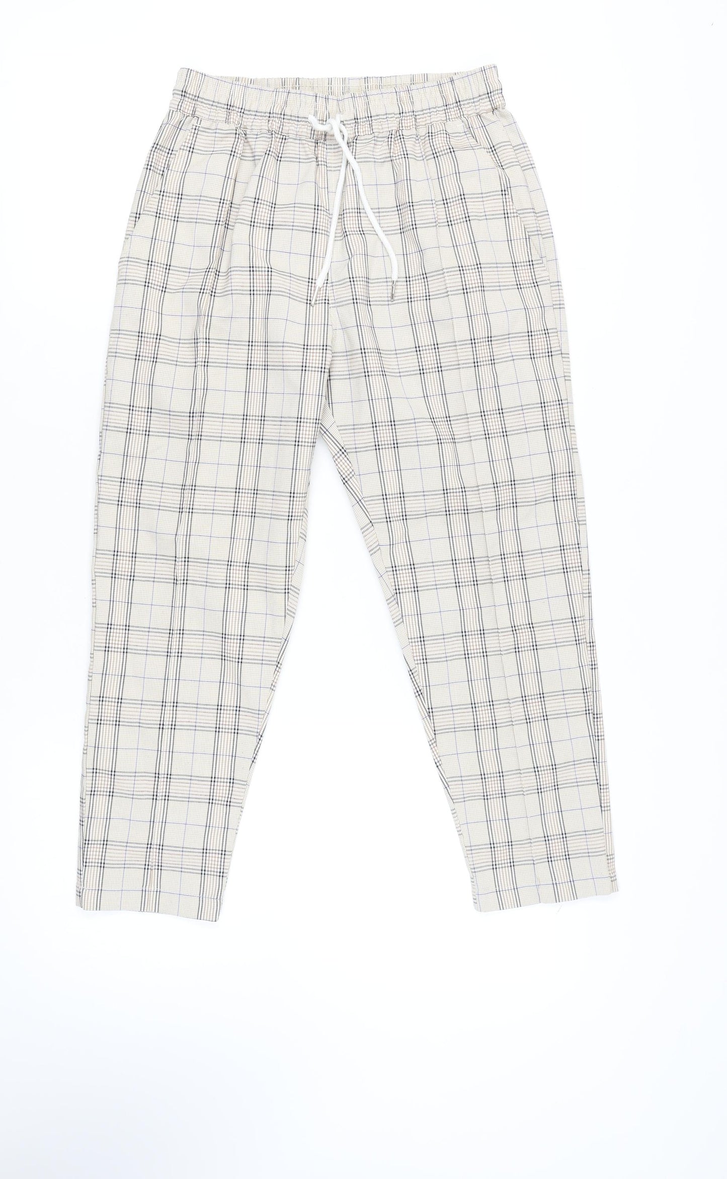 Agora Women's Beige Plaid Trousers, Size S
