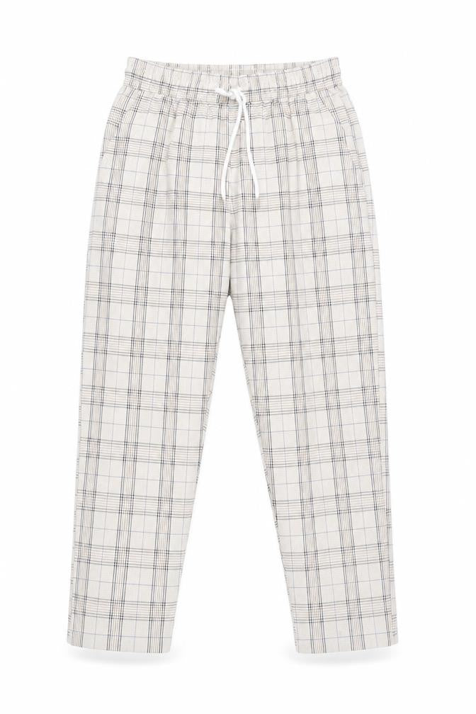 Front view of Agora Women's Beige Plaid Trousers, size S