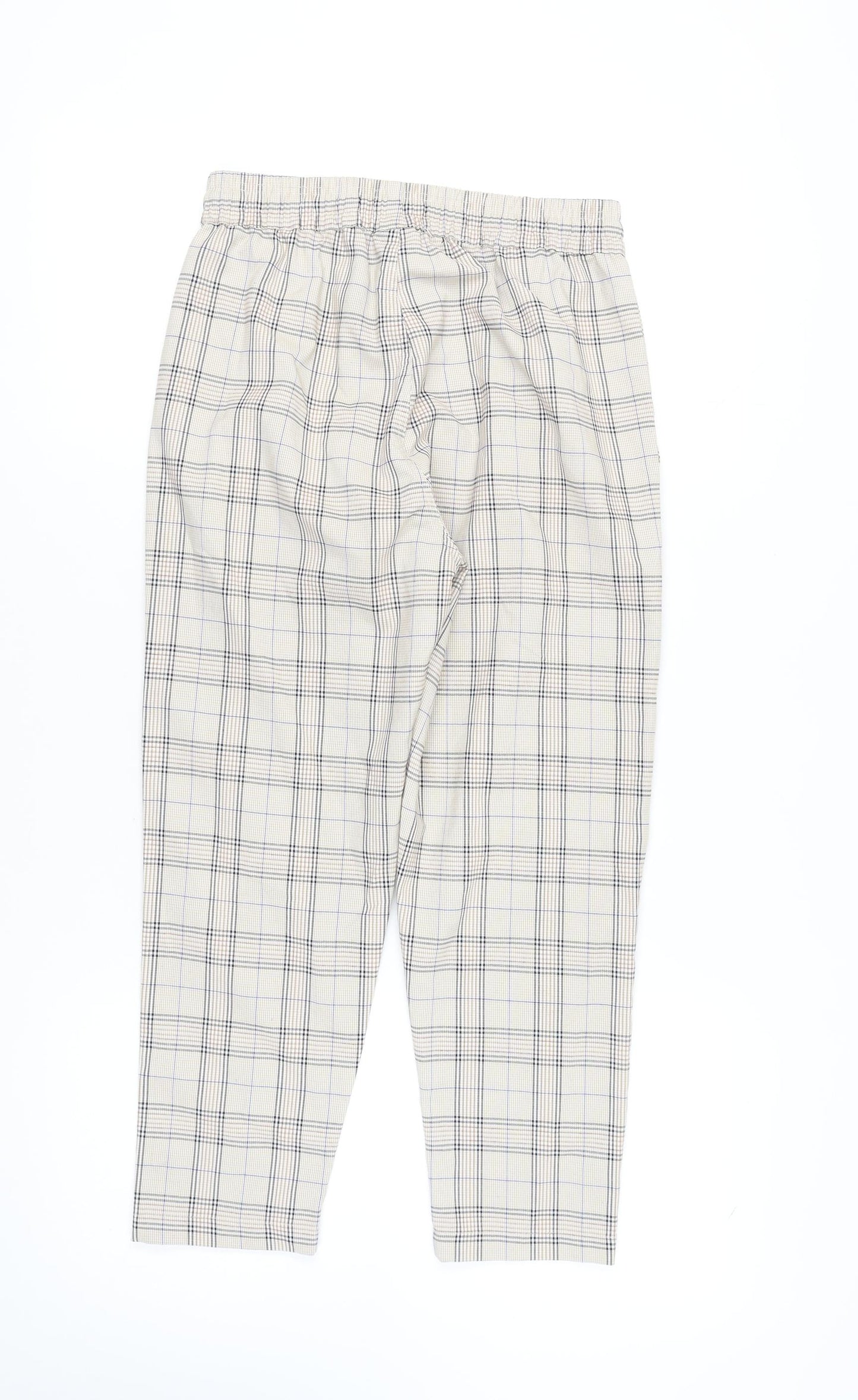 Agora Women's Beige Plaid Trousers, Size S