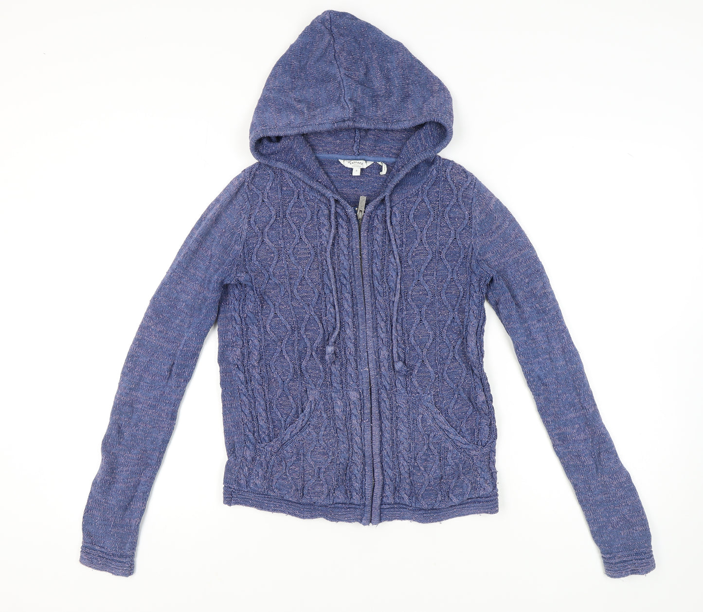 Fat Face Women's Blue Full Zip Hooded Jumper Size 8