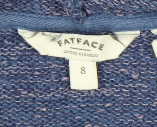 Fat Face Women's Blue Full Zip Hooded Jumper Size 8