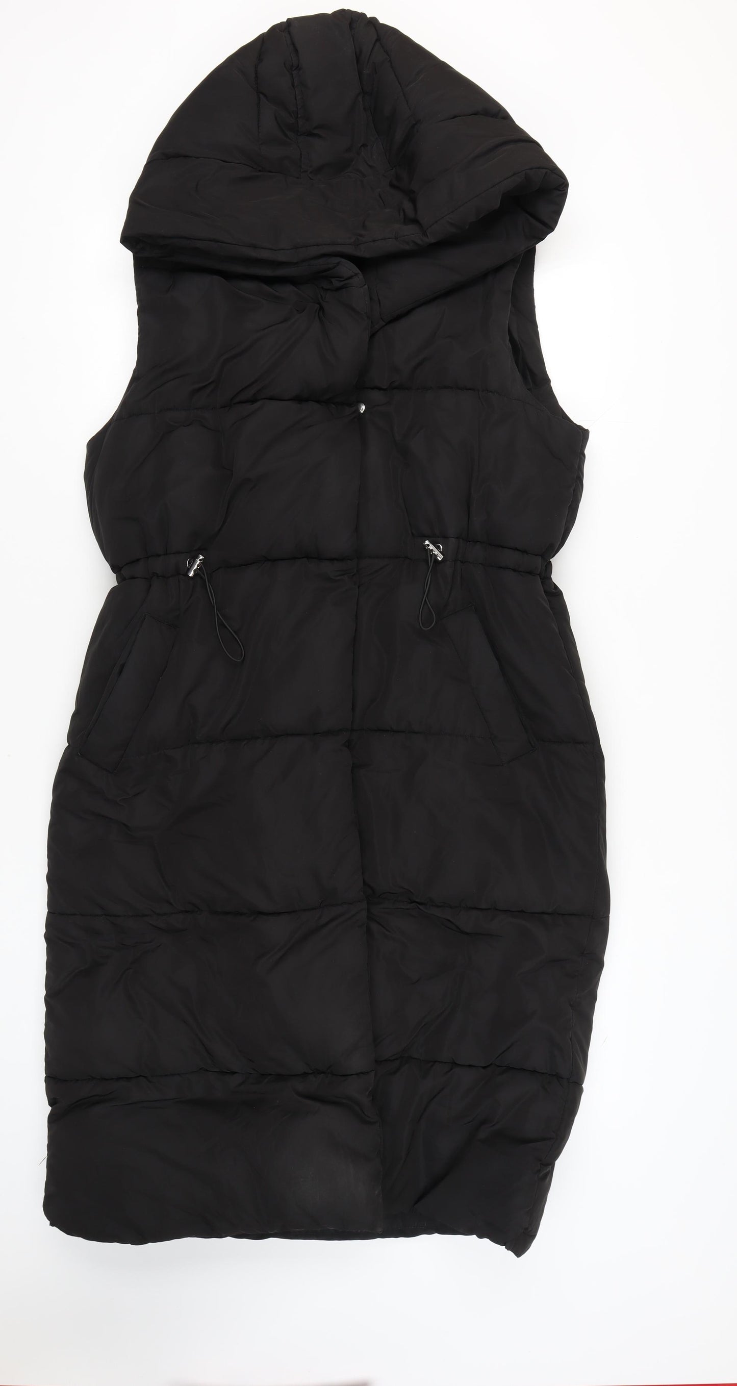 River Island Women's Black Puffer Hooded Waistcoat M