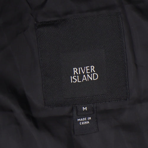 River Island Women's Black Puffer Hooded Waistcoat M
