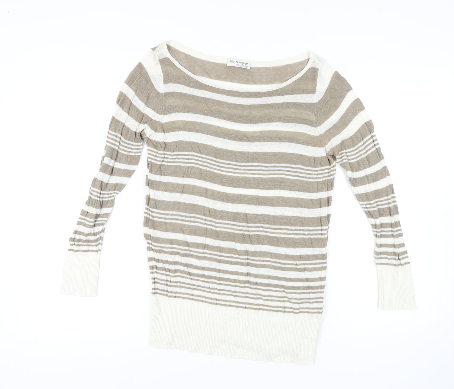 Marks and Spencer Women's Brown Striped Pullover Jumper