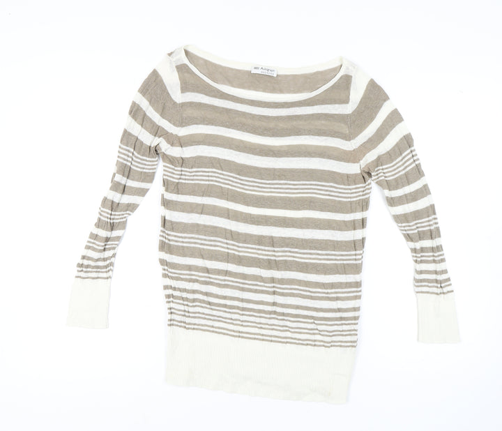 Marks and Spencer Women's Brown Striped Pullover Jumper