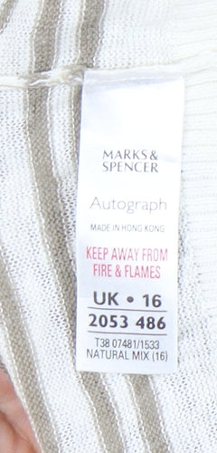 Marks and Spencer Women's Brown Striped Pullover Jumper