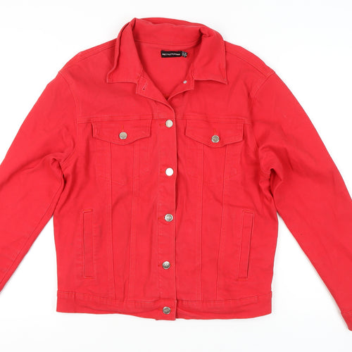 PrettyLittleThing Red Women's Hand-Painted Jacket Size 10