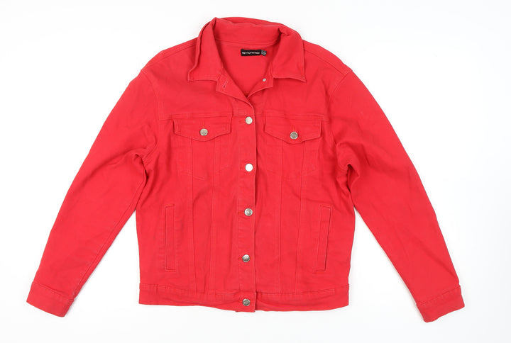 PrettyLittleThing Red Women's Hand-Painted Jacket Size 10