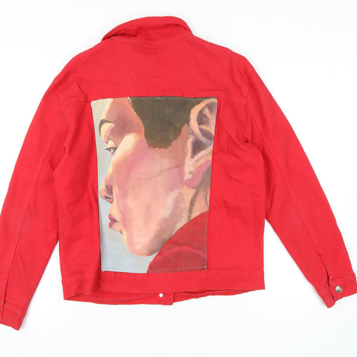 PrettyLittleThing Red Women's Hand-Painted Jacket Size 10