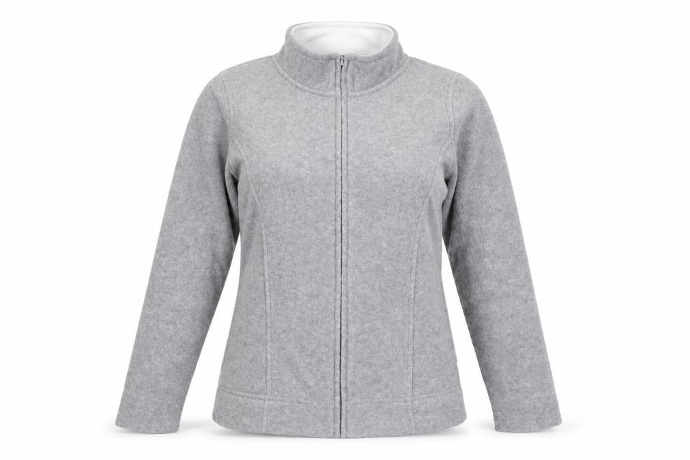 Front view of ISLE Women's Grey Fleece Zip Jacket -, size S