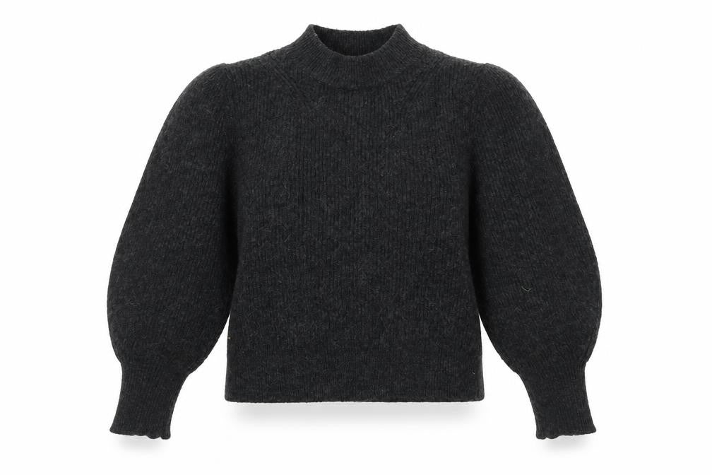 Front view of Topshop Women's Black Mock Neck jumper M