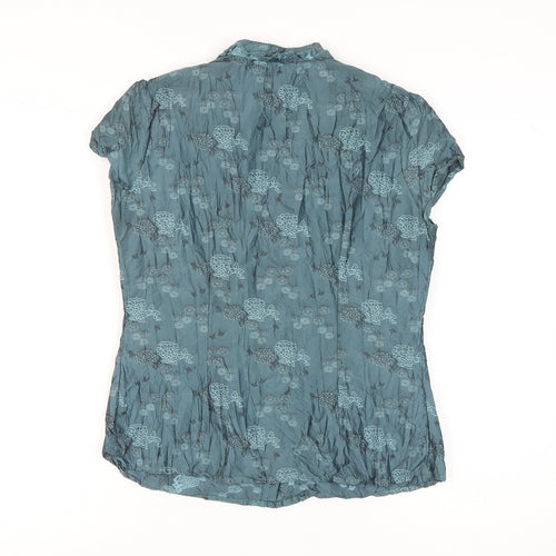 Per Una Women's Blue Floral Short Sleeve Blouse