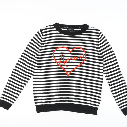 New Look Women's Black Striped Pullover Jumper