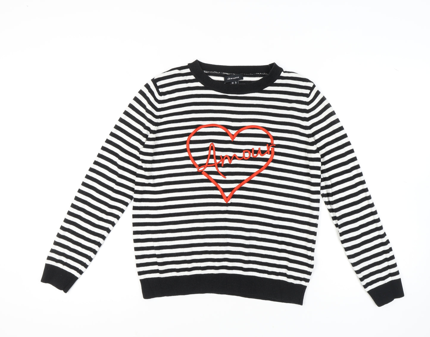 New Look Women's Black Striped Pullover Jumper