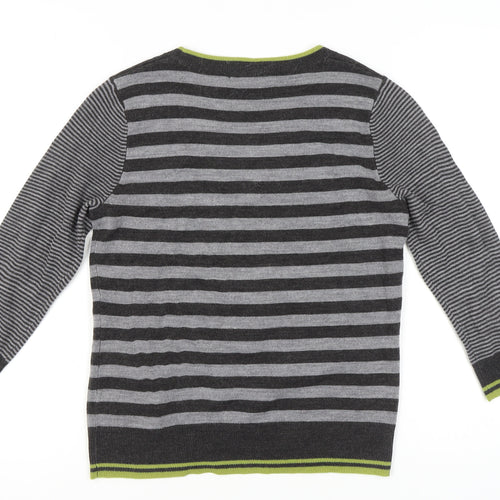 Marks and Spencer Women's Grey Striped Pullover Jumper L
