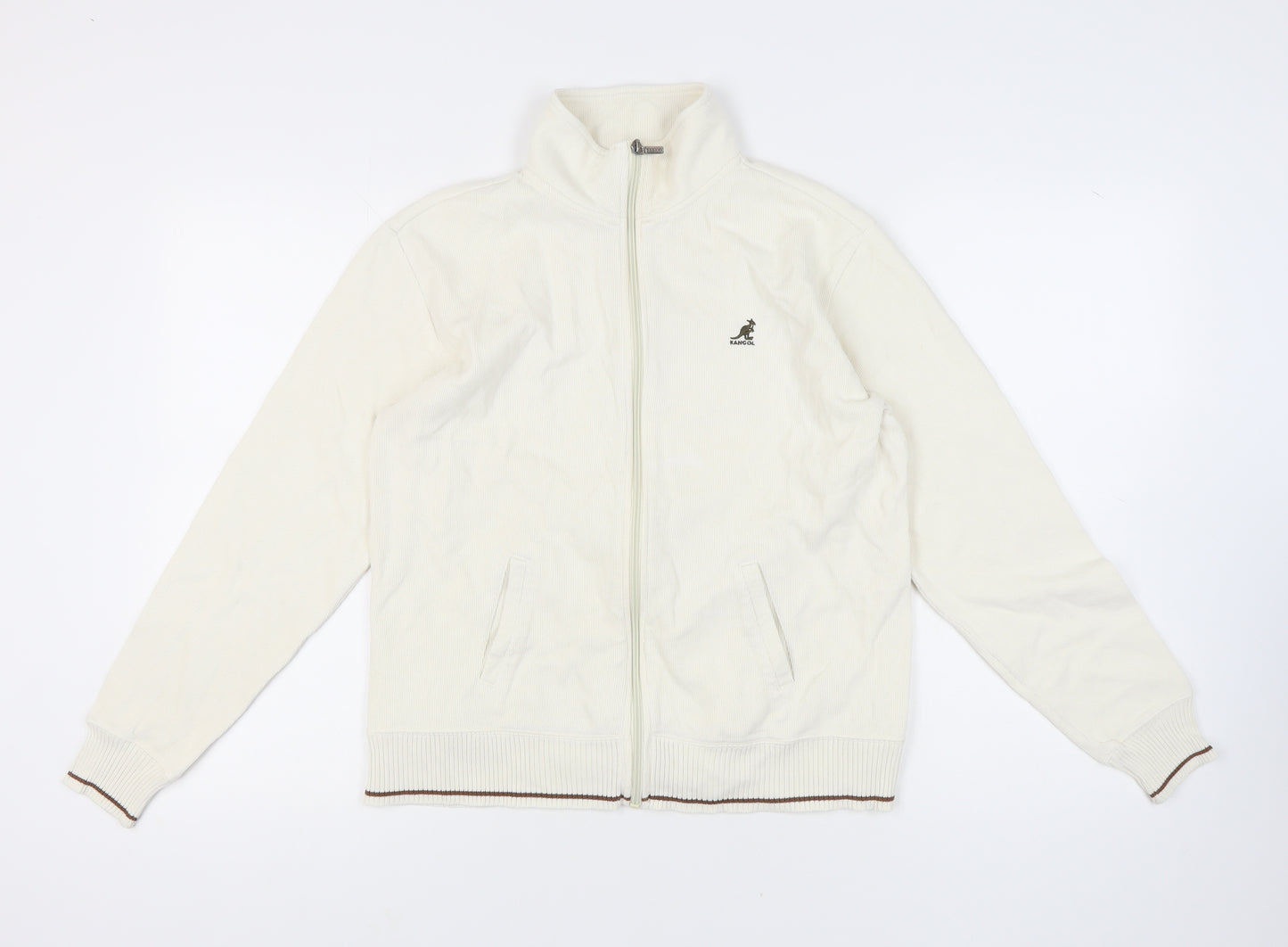 Kangol Men's Ivory Full Zip Logo Sweatshirt