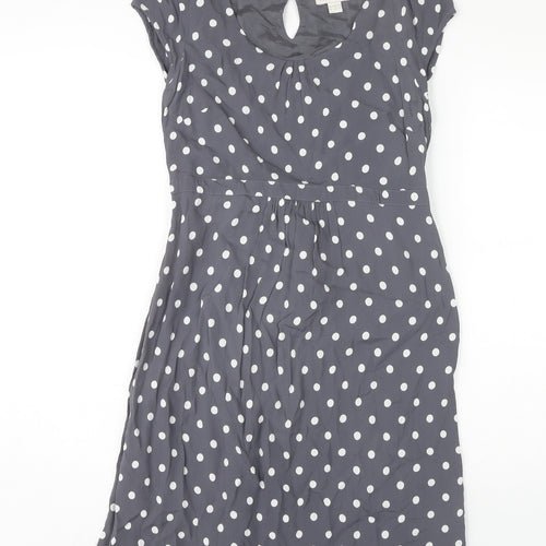 Monsoon Women's Grey Polka Dot A-Line Dress - Size 12