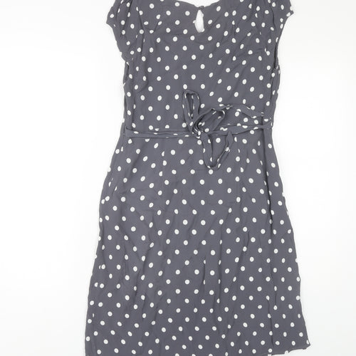 Monsoon Women's Grey Polka Dot A-Line Dress - Size 12