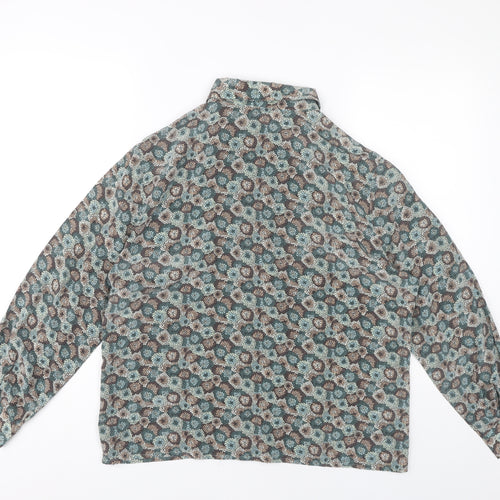 David Nieper Womens Floral Silk Collared Blouse, Size 16