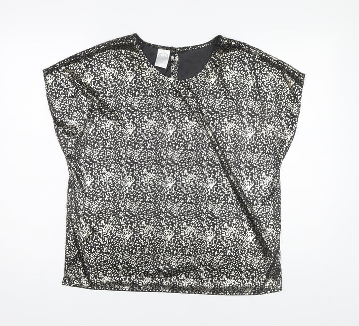 C&A Women's Black Floral Sleeveless Top Size 14