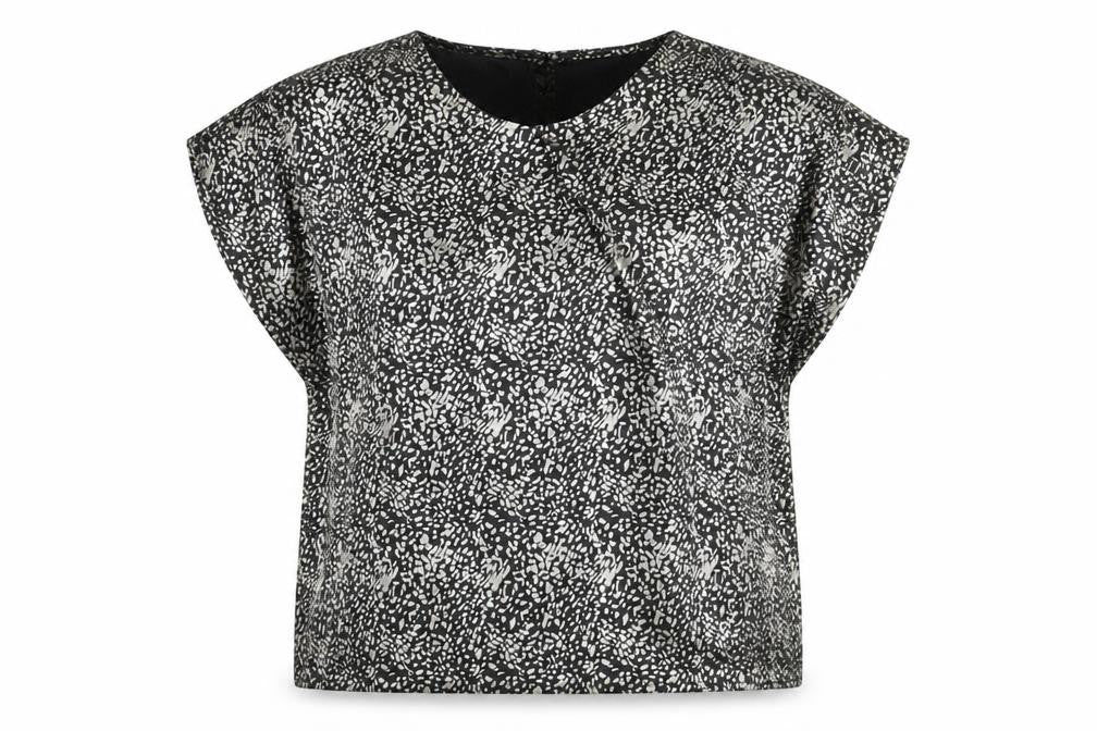 Front view of C&A Women's Black Floral Sleeveless Top, size 14