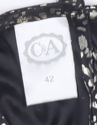 C&A Women's Black Floral Sleeveless Top Size 14