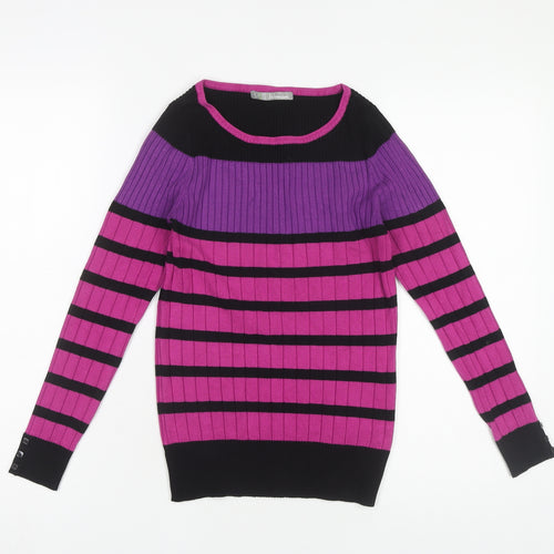Marks and Spencer Women's Multicoloured Striped Jumper Size 10