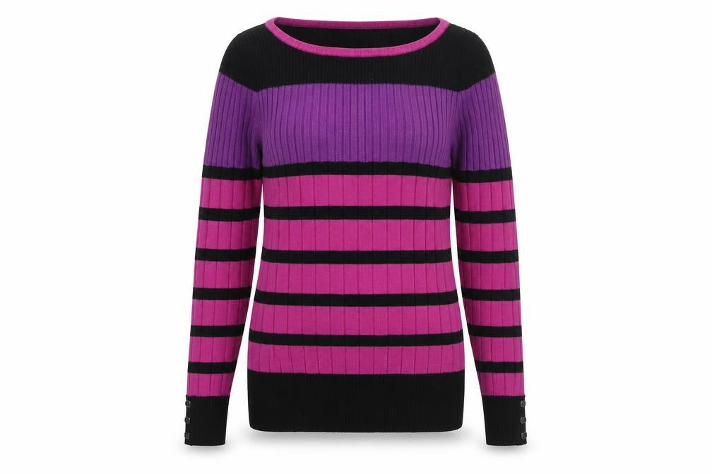 Front view of Marks & Spencer Women's Multicoloured Striped Jumper, size 10