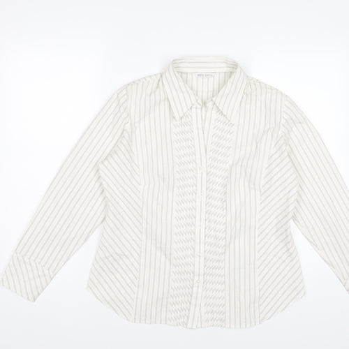 Marks and Spencer Women's Multicoloured Striped Button-Up Shirt