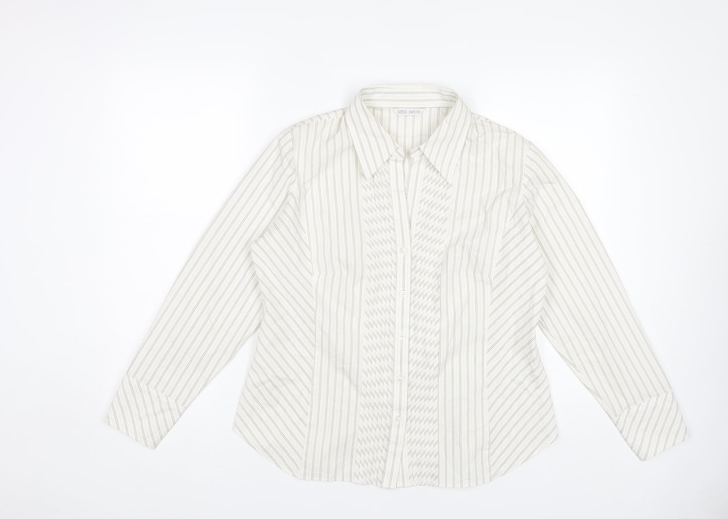 Marks and Spencer Women's Multicoloured Striped Button-Up Shirt