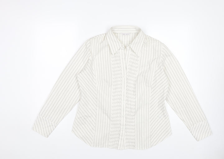 Marks and Spencer Women's Multicoloured Striped Button-Up Shirt