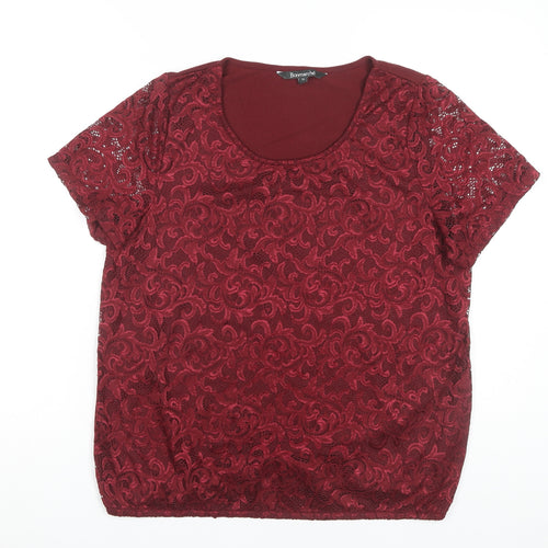 Bonmarché Women's Red Lace Blouse Size 16 - Classic Style