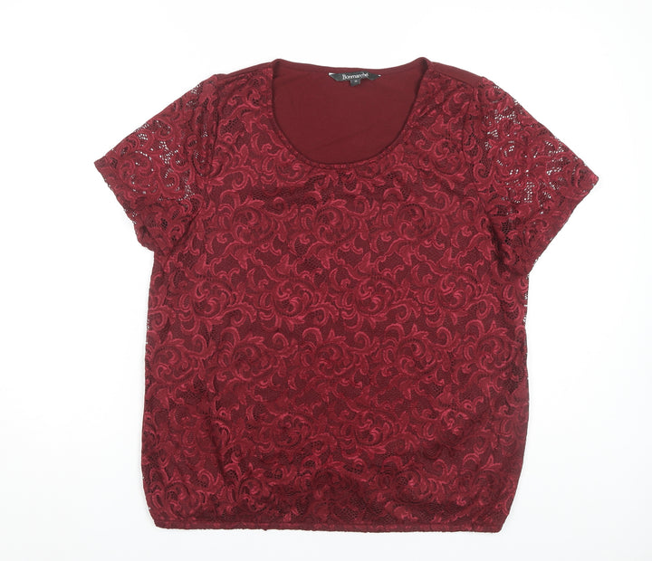 Bonmarché Women's Red Lace Blouse Size 16 - Classic Style