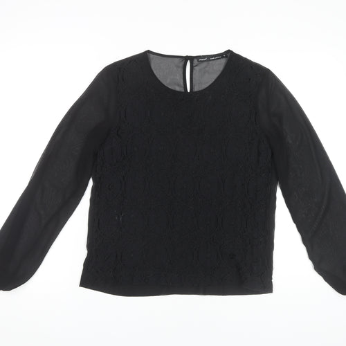 Next Women's Black Lace Blouse Size 12 Petites