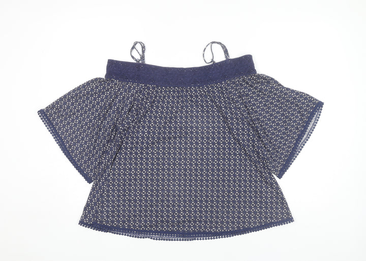 Next Women's Blue Off the Shoulder Blouse Size 8