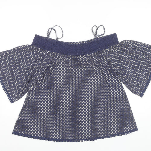 Next Women's Blue Off the Shoulder Blouse Size 8