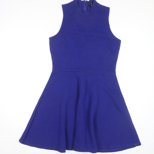 Superdry Women's Blue Fit & Flare Sleeveless Dress, M