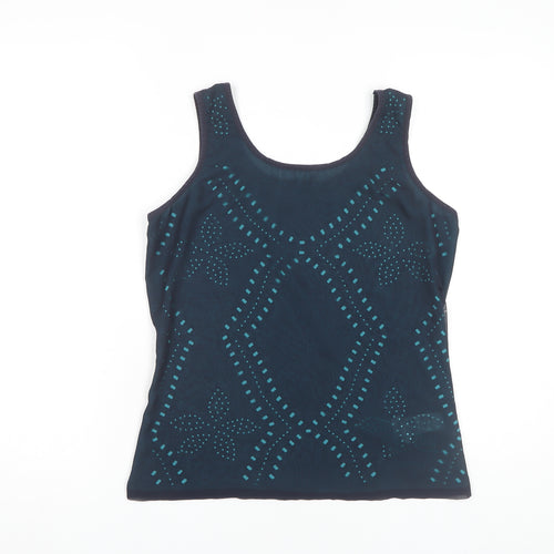 Per Una Women's Blue Geometric Tank Top Size 10