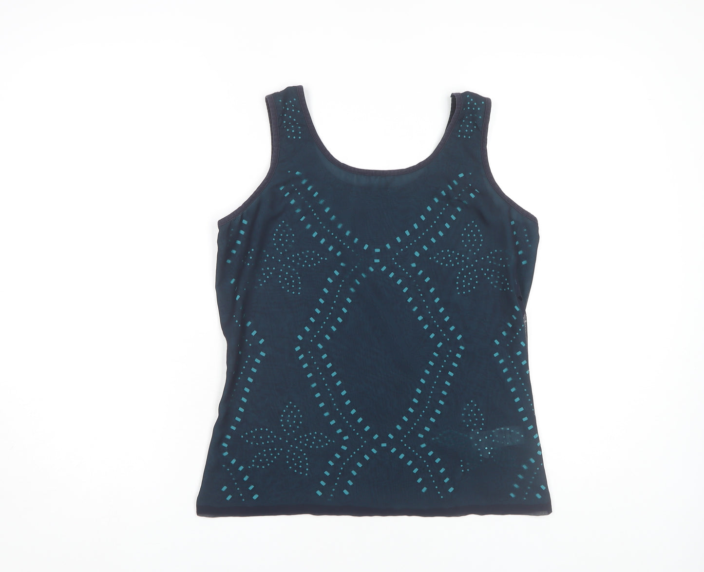 Per Una Women's Blue Geometric Tank Top Size 10