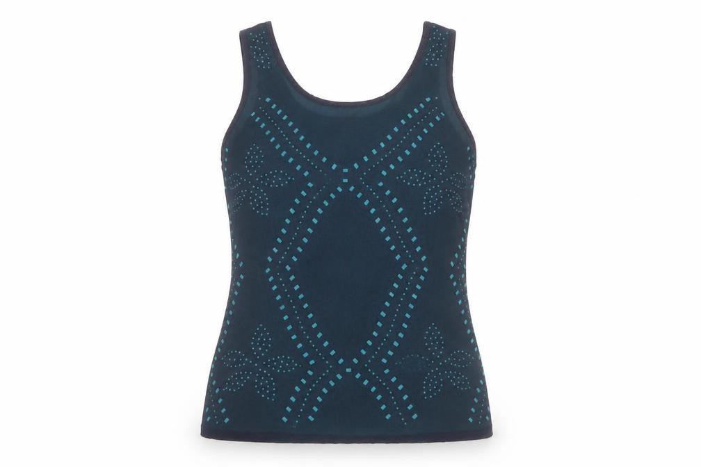 Front view of Per Una Women's Blue Geometric Tank Top, size 10