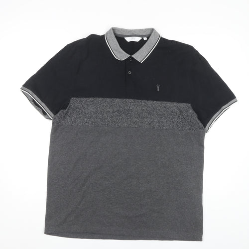 Next Men's L Black Colourblock Polo