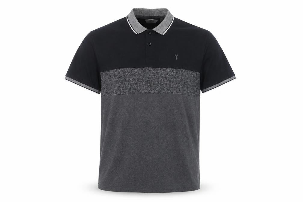 Front view of Next Men's L Black Colourblock Polo